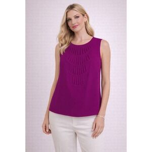 Diane von Furstenberg Kaley Lily Magenta Silk Crepe‎ Sleeveless Blouse Top 4